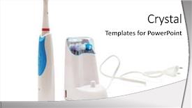  Presentation with electric - Slides having electrical toothbrush isolated on white background and a white colored foreground