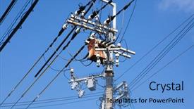  Presentation with electrical tower - Cool new PPT theme with electrical tower on a background backdrop and a  colored foreground