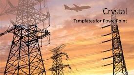  Presentation with tower - Colorful PPT theme enhanced with electrical towers - electric tower backdrop and a coral colored foreground