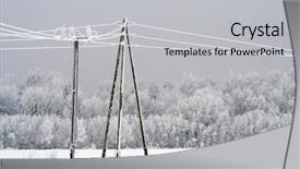  Presentation with power lines - Beautiful slide deck featuring electrical towers - frost crystals on power lines backdrop and a light gray colored foreground