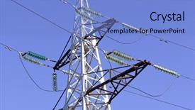  Presentation with high voltage - Beautiful presentation theme featuring electrical towers - high voltage powerline under construction backdrop and a light blue colored foreground