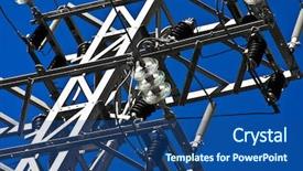  Presentation with electric - Presentation theme having electrical towers - metal electric post background and a ocean colored foreground