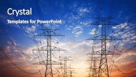  Presentation with towers - Presentation consisting of electrical towers - power pylons in field background and a ocean colored foreground