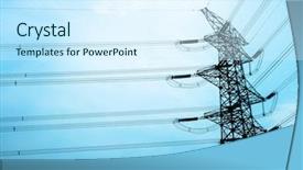  Presentation with transmission lines - Slides consisting of electrical towers - power tower and transmission lines background and a cool aqua colored foreground