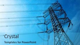  Presentation with transmission lines - Presentation theme having electrical towers - power tower and transmission lines background and a light blue colored foreground