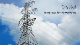  Presentation with electrical tower - Beautiful PPT theme featuring electrical towers - power transmission tower backdrop and a light blue colored foreground