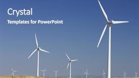  Presentation with clear - Amazing slide deck having electrical towers - windfarm fied with blue backdrop and a ocean colored foreground