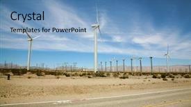  Presentation with offshore wind turbine installation - Presentation theme enhanced with electrical towers - windmill aka wind turbine background and a teal colored foreground