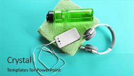  Presentation with sport blue - Slide deck featuring electrical training - headphones and sport equipment background and a teal colored foreground