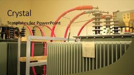  Presentation with electrical transformer - Beautiful presentation featuring electrical transformers - close up shot of cables backdrop and a yellow colored foreground