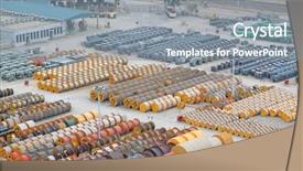  Presentation with electrical cable - Theme consisting of electrical transformers - electricity cable on wooden spools background and a gray colored foreground