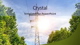  Presentation with electrical tower - Cool new theme with electrical transmission tower on sky backdrop and a light blue colored foreground