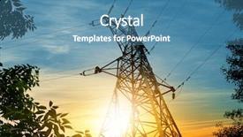  Presentation with electric transmission - Slide deck with electrical transmission tower on sky background and a teal colored foreground