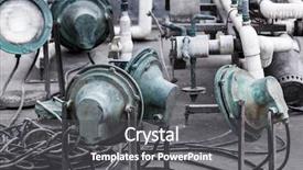  Presentation with pipes - Slide deck enhanced with electrical water pump - equipment pipes and lighting contemporary background and a  colored foreground