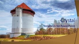  Presentation with poland - Presentation theme with electrical water pump - white tower of hydroelectricity background and a light blue colored foreground