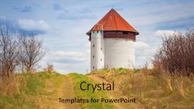  Presentation with poland - Colorful presentation enhanced with electrical water pump - white tower of hydroelectricity backdrop and a gold colored foreground