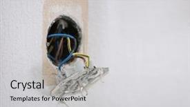  Presentation with electric - Slide set consisting of electrical wire - old electric socket hanging background and a light gray colored foreground
