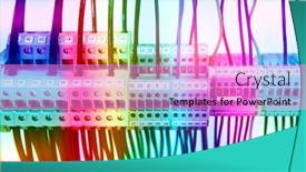  Presentation with electrical breakers - Presentation design enhanced with electrical wires in a perforated cable channel connection to circuit breakers background and a lilac colored foreground