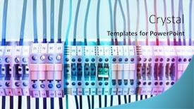  Presentation with electrical breakers - Presentation consisting of electrical wires in a perforated cable channel connection to circuit breakers background and a arctic colored foreground