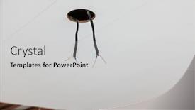  Presentation with wires - Beautiful presentation theme featuring electrical-wires-in-the-ceiling backdrop and a light gray colored foreground