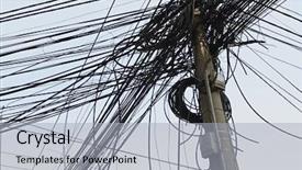  Presentation with wires - Audience pleasing theme consisting of electrical wires on power backdrop and a light gray colored foreground