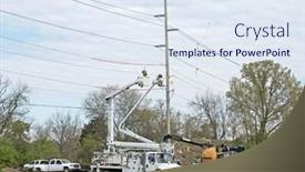  Presentation with utility workers - Theme with electrical-workers-preparing-to-replace background and a  colored foreground