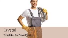  Presentation with cables - Presentation consisting of electrician-carrying-cables background and a coral colored foreground