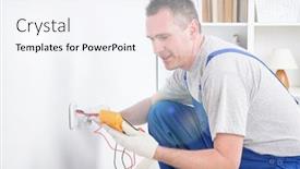  Presentation with digital multimeter - Amazing slide set having electrician-checking-socket-voltage backdrop and a sky blue colored foreground