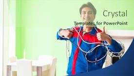  Presentation with cables - Slides enhanced with electrician contractor with tangled cables background and a soft green colored foreground