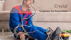  Presentation with contractor - Slides having electrician-contractor-with-tangled-cables background and a soft green colored foreground