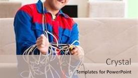  Presentation with tangled tangle of wool yarn - Cool new slides with electrician-contractor-with-tangled-cables backdrop and a soft green colored foreground