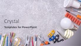  Presentation with electrician - Amazing presentation having electrician-equipment-on-gray-background backdrop and a light gray colored foreground