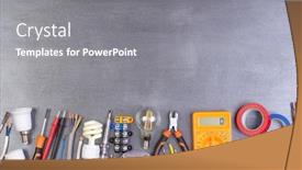  Presentation with electrician - Cool new presentation design with electrician-equipment-on-metalic-background backdrop and a gray colored foreground