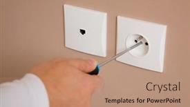  Presentation with electrician - PPT layouts consisting of electrician-installing-a-socket background and a coral colored foreground