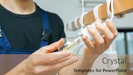  Presentation with led light - Slide set with electrician-is-installing-the-led background and a coral colored foreground