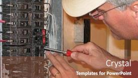  Presentation with connections - Beautiful theme featuring electrician-making-connections-in-breaker backdrop and a coral colored foreground