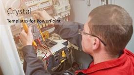  Presentation with multimeter - Cool new presentation theme with electrician-measurements-with-multimeter-tester backdrop and a coral colored foreground