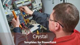  Presentation with multimeter - PPT theme featuring electrician-measurements-with-multimeter-tester background and a tawny brown colored foreground