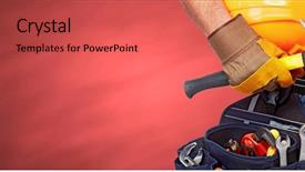  Presentation with construction red - Beautiful PPT theme featuring electrician red - builder handyman with construction tools backdrop and a  colored foreground