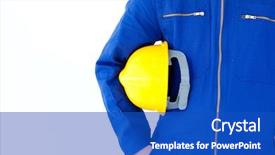  Presentation with electrician - Audience pleasing PPT layouts consisting of electrician red - close-up of a man holding backdrop and a cobalt blue colored foreground