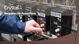  Presentation with control panel - Colorful PPT theme enhanced with electrician red - electric includes an electric machine backdrop and a gray colored foreground