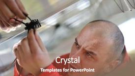  Presentation with electrical engineer solar - Colorful presentation theme enhanced with electrician red - male engineer at work place backdrop and a red colored foreground