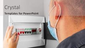  Presentation with fuse - Beautiful PPT theme featuring electrician-repairing-a-mask-switch backdrop and a soft green colored foreground