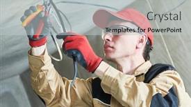  Presentation with electrician - Colorful PPT layouts enhanced with electrician-service-installer-works backdrop and a light gray colored foreground