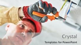  Presentation with electrician - PPT layouts having electrician-service-installer-works background and a light gray colored foreground