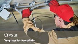  Presentation with electrician - Beautiful PPT theme featuring electrician-service-installer-works backdrop and a violet colored foreground