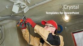  Presentation with cable - Slide deck enhanced with electrician-service-installer-works background and a gray colored foreground