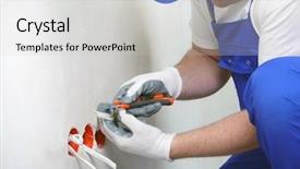  Presentation with wires - Audience pleasing PPT theme consisting of electrician stripping electrical wires backdrop and a light gray colored foreground