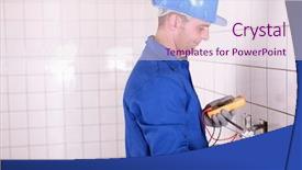  Presentation with multimeter - Theme with electrician testing the current background and a  colored foreground