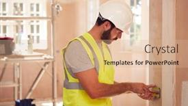  Presentation with electrician - Beautiful PPT layouts featuring electrician-wearing-hard-hat-fitting backdrop and a coral colored foreground